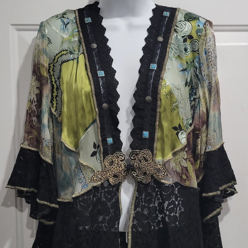 Spencer Alexis Vtg Womens Kimono Top Size Petite XL Lace